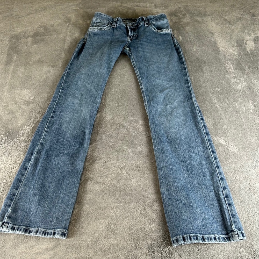 Wrangler Rock 47 Bootcut Jeans Womens 2 Medium Wash Low Rise Stretch Denim